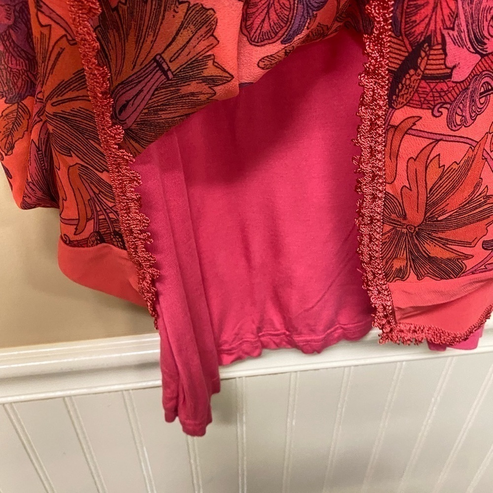 Soft Surroundings Red Printed Double Layer Blouse… - image 3